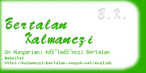 bertalan kalmanczi business card